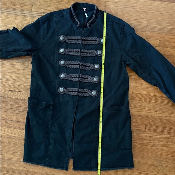 Free People Black Denim Military Jacket size M - Picture 5 of 8